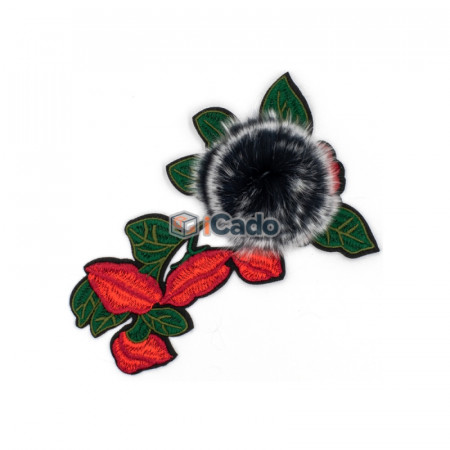 Floare brodata cu puf 11x16cm