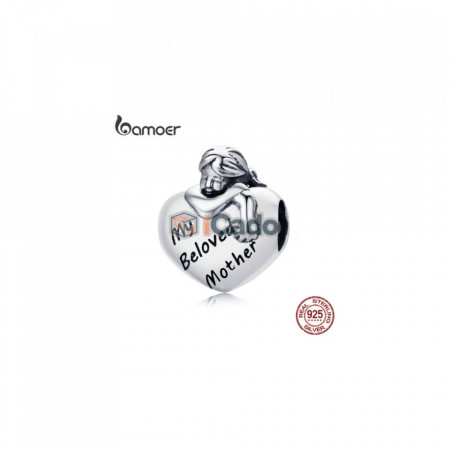 Talisman din argint My Beloved Mother Engrave Baby Girl - BAMOER Authentic 925