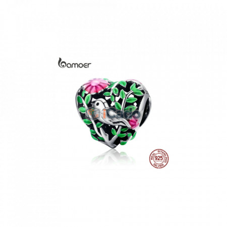 Talisman din argint Bird in the Woods Beads fit - BAMOER 100% 925
