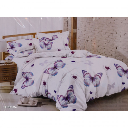 Lenjerie de pat 2 persoane cu 6 piese din bumbac finet dimensiune 240 x 220 cm LP6PF-32