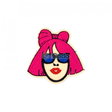 Emblema brodata cu chip de fata 7.5x7.5cm