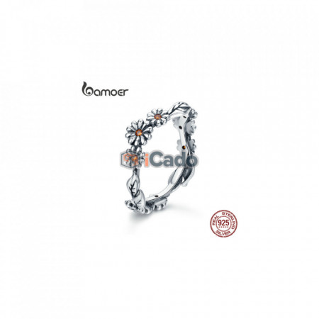 Inel din argint Twisted Daisy Flower - BAMOER 100% 925