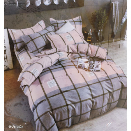 Lenjerie de pat 2 persoane cu 6 piese din bumbac finet dimensiune 240 x 220 cm LP6PF-34