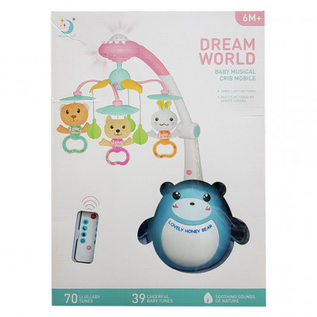 Carusel muzical cu telecomandă pentru bebeluși Dream World