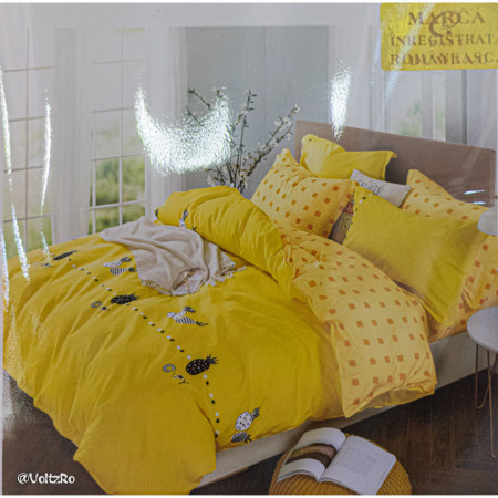Lenjerie de pat cu 6 piese din bumbac satinat 250 x 230 cm LP6P-25