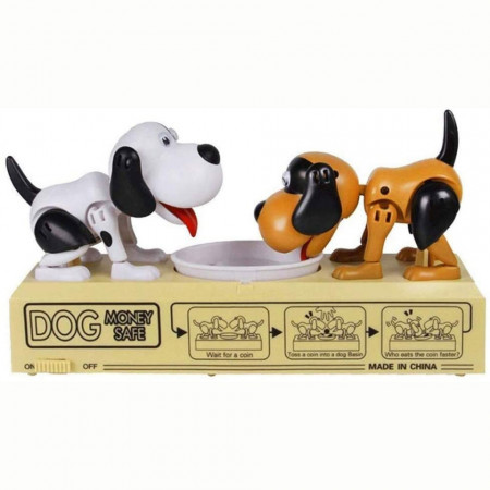 Pușculiță Dog Money Safe cu doi căței mereu flămânzi My Dog Piggy Bank