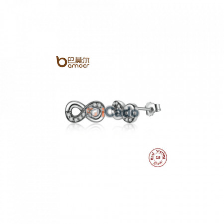 Cercei din argint Infinity Love, Clear CZ Knot Earrings - BAMOER High Quality 925
