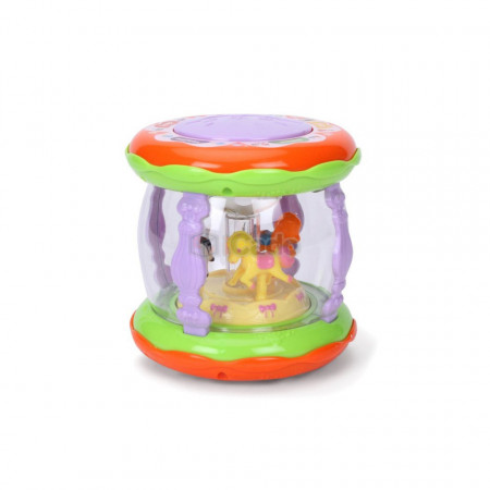 Tobă muzicală Music Drum cu Carusel WanderLand CY-6006B poza 1