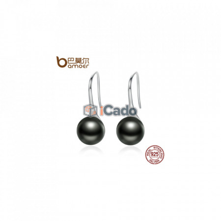 Cercei din argint Elegant Round Imitation Pearl Drop Earrings - BAMOER 925