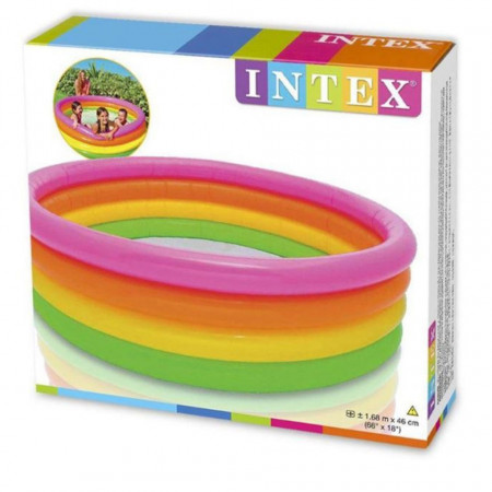 Piscină pentru copii marca Intex, dimensiune 168 x 46 cm, multicolor cu 4 inele poza 2