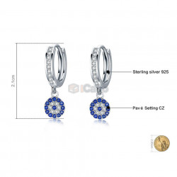 Cercei din argint Round Blue Clear Cubic Zircon Crystal Drop poza 2