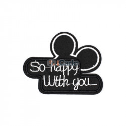 Emblema brodata So happy with you 8.5x6.5cm
