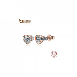 Cercei din argint One Love Stud Earrings with Clear CZ