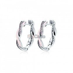 Cercei din argint Twist Of Fate Hoop Pink