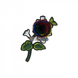 Floare brodata cu puf 9x15cm