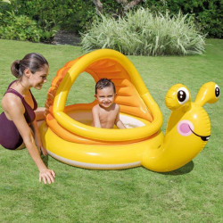 Piscină gonflabilă cu acoperiș pentru copii marca Intex, dimensiune 145 x 102 x 74 cm formă de Melc poza 2
