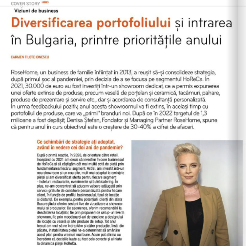 Diversificarea portofoliului și intrarea  în Bulgaria, printre priorităţile anului - Interviu Trends HRB