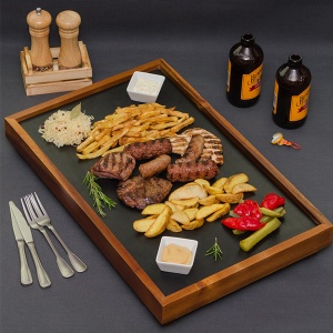 Set platou melamina cu inaltator