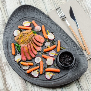 Platou oval steak Vulcania 37x25 cm VU034370779