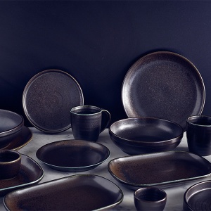 Platou Terra Porcelain Black 24 x 16.5cm RP-PBK24