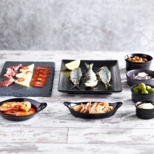 Platou dreptunghiular Luna Stoneware Black 30x20cm B2883