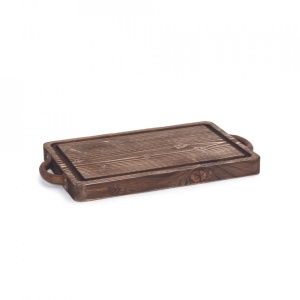 Platou servire lemn cu canelura pentru sos si 2 manere 30x60x3cm C134