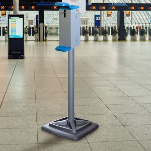 Stand cu dispenser dezinfectant picior metalic- actionare cu cotul SD1G-GOM