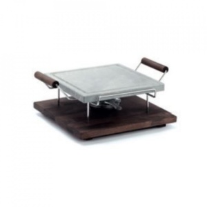 Platou lemn cu piatra vulcanica cu arzator 25x25cm BIS13.099122.089
