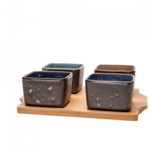 Set aperitiv 5 piese si lemn patrat BOLIVIA 8747086