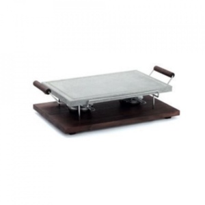 Platou lemn cu piatra vulcanica cu 2 arzatoare 25x40cm BIS13.099124.089