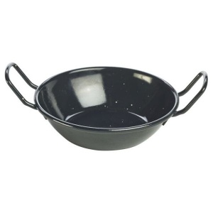 Castron email adanc negru cu manere 16 cm E0616