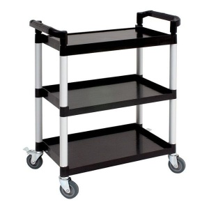 Carucior mare 3 rafturi negre din polipropilena Genware 103x50,5x97cm TROLPL