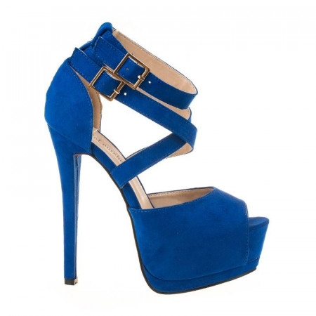 Sandale cu platforma din velur clubbing Blue