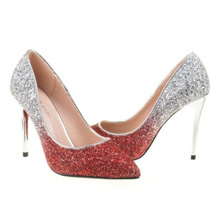 cave Hover Electrify Pantofi stiletto din glitter Bianca rosii | Matar.ro