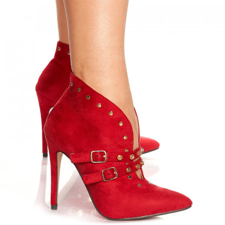 Botine cu toc Alais rosu