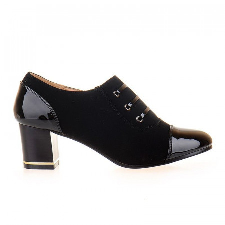 Botine office cu toc mic in combinatie de velur Martina