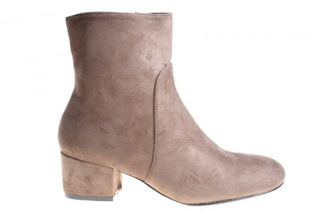 Botine cu toc office velur Amalia khaki