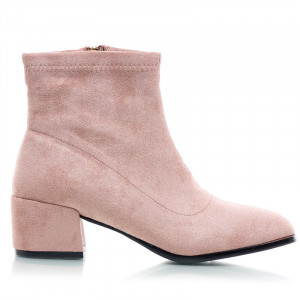 Botine dama cu toc elegante din velur Alma bej