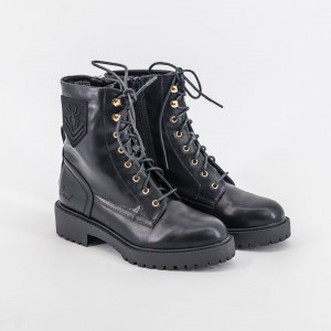 Botine dama HARLEN culoare negru, piele eco, talpă groasă