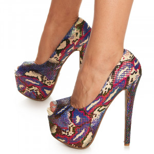 Pantofi cu platforma si toc inalt Carletta multicolor