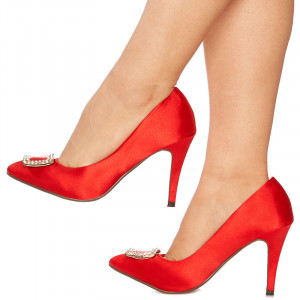 Pantofi cu toc inalt din satin Lorenza
