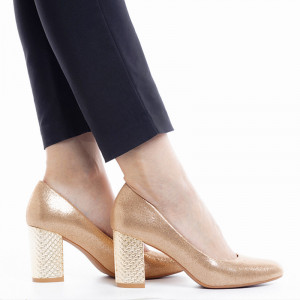 Pantofi dama cu toc mediu din material deosebit Catarina