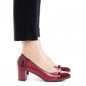 Pantofi dama office cu toc mic Daria bordo