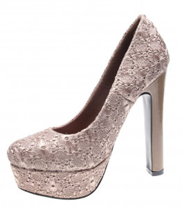 Pantofi de dama taupe Romantic Flower