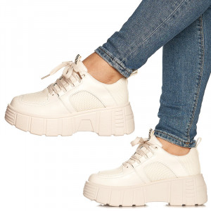 Pantofi sport cu talpa inalta Gloria bej