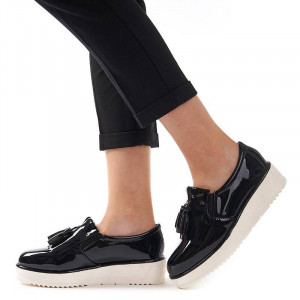 Sneakers din lac cu talpa inalta Melania negru