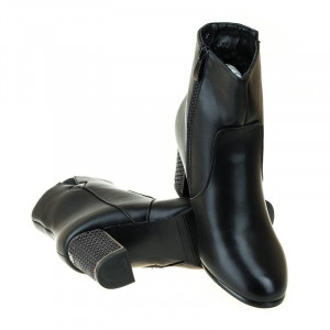 Botine cu toc gros office Timeea negru