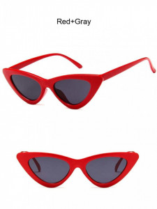 Ochelari de soare retro ochi de pisica Giuliana rosu cu lentila gri