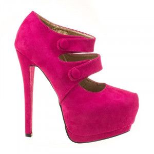 Pantofi cu platforma din velur Amalia roz