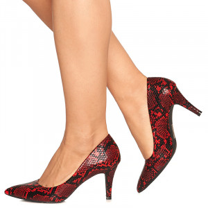 Pantofi cu toc mediu stiletto Marta rosu